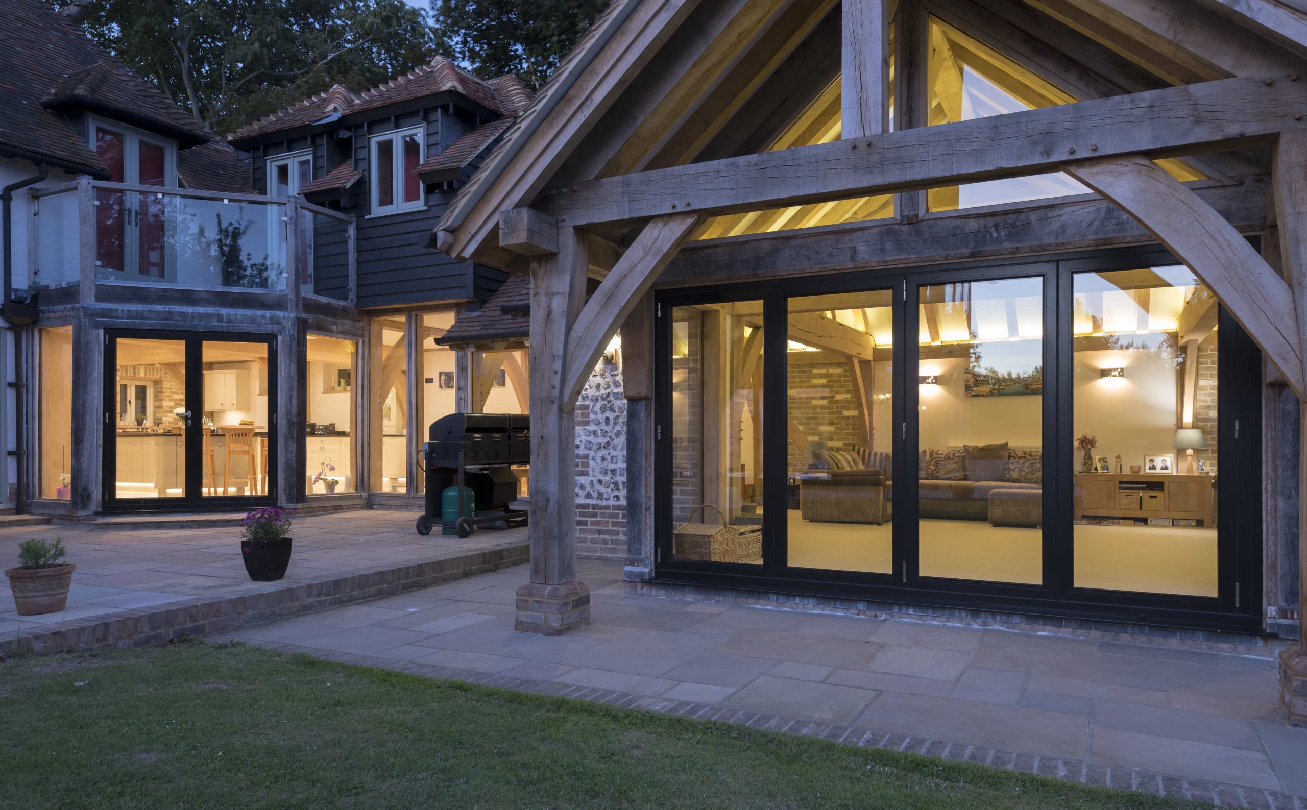 Black Origin aluminium bifold doors for a home in Kent.