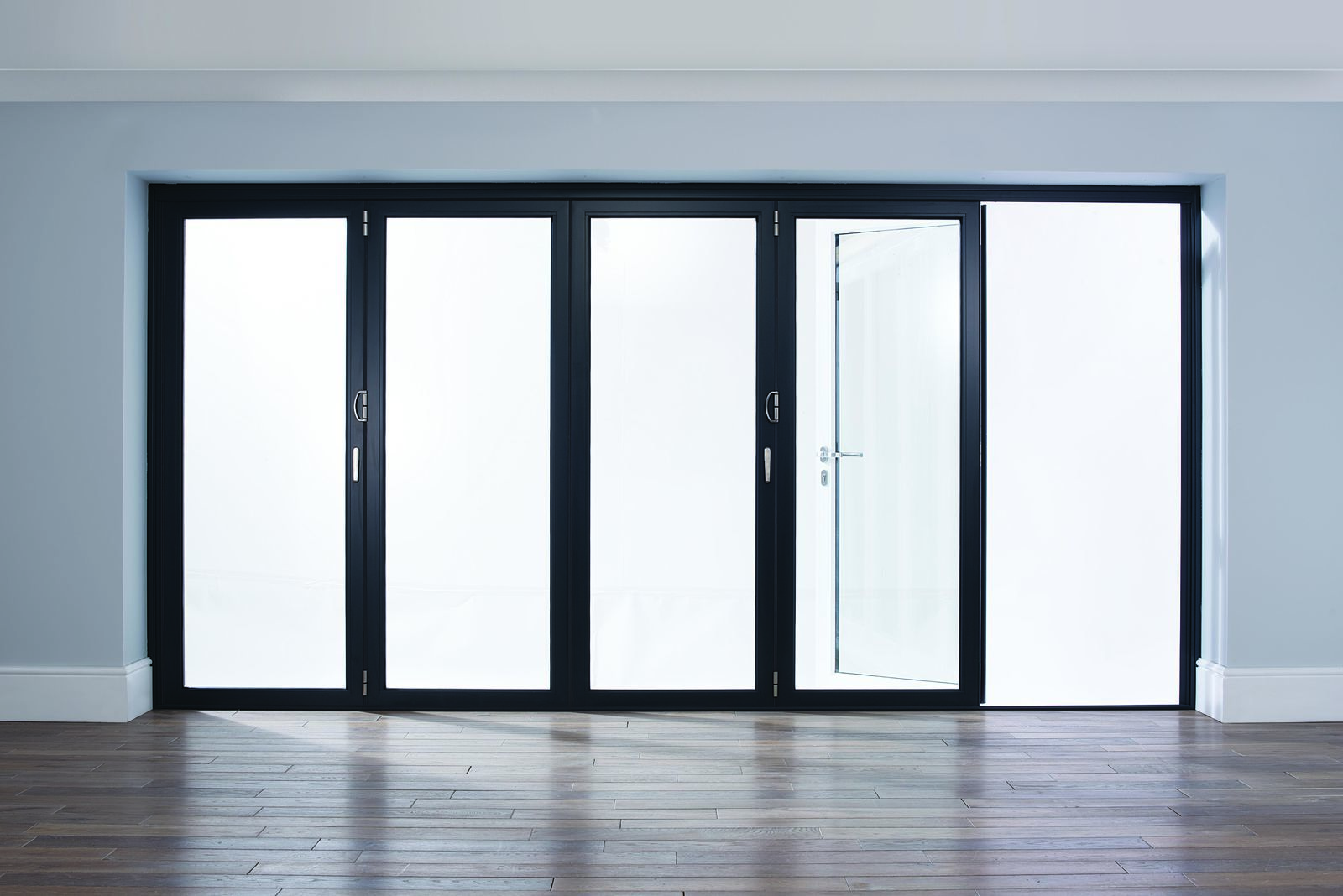Black Origin aluminium bifold doors.